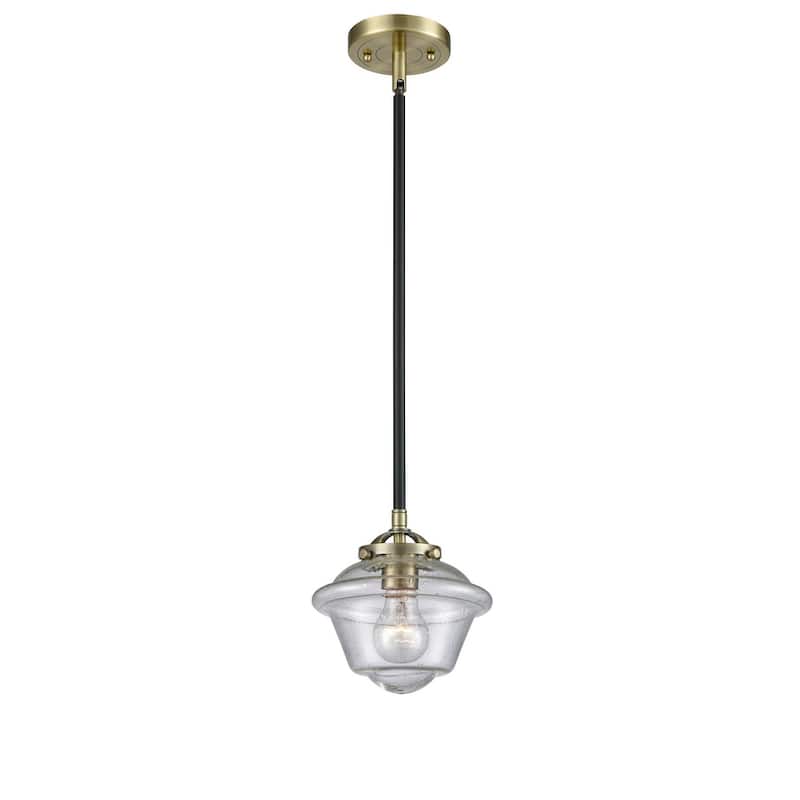 Innovations Lighting Small Oxford 8" Wide Mini Pendant - Black Antique Brass / Seedy