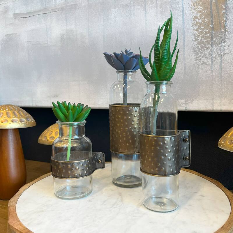 Gild Design House Garrett Vases, S3 With Metal wrap