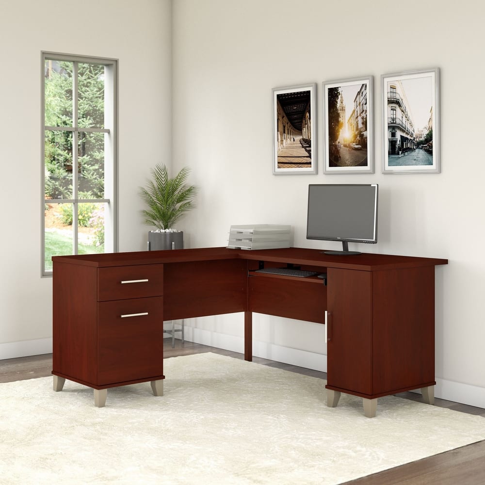 Bush Furniture Somerset 60W L Shaped Desk with Drawers and Storage