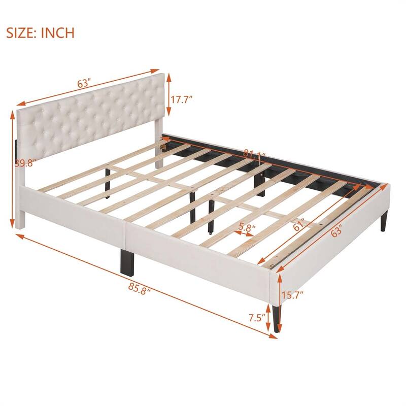 Upholstered Linen Platform Bed