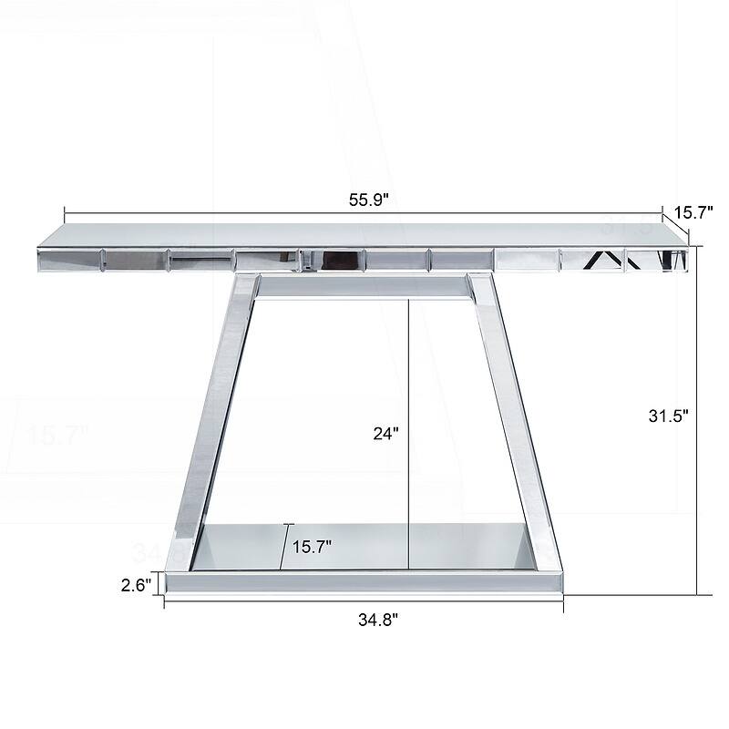 Modern Full-Body Mirror Console Table with Sturdy Construction and Open Storage