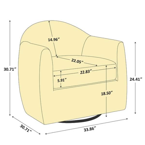 33" Swivel Barrel Chair with Removable Cushion in Teddy Fleece Upholstery