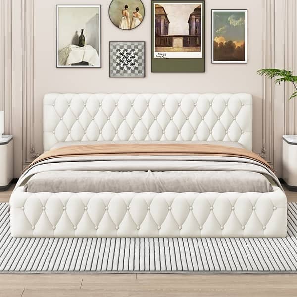diamond tufting pattern grid queen headboard 48x60