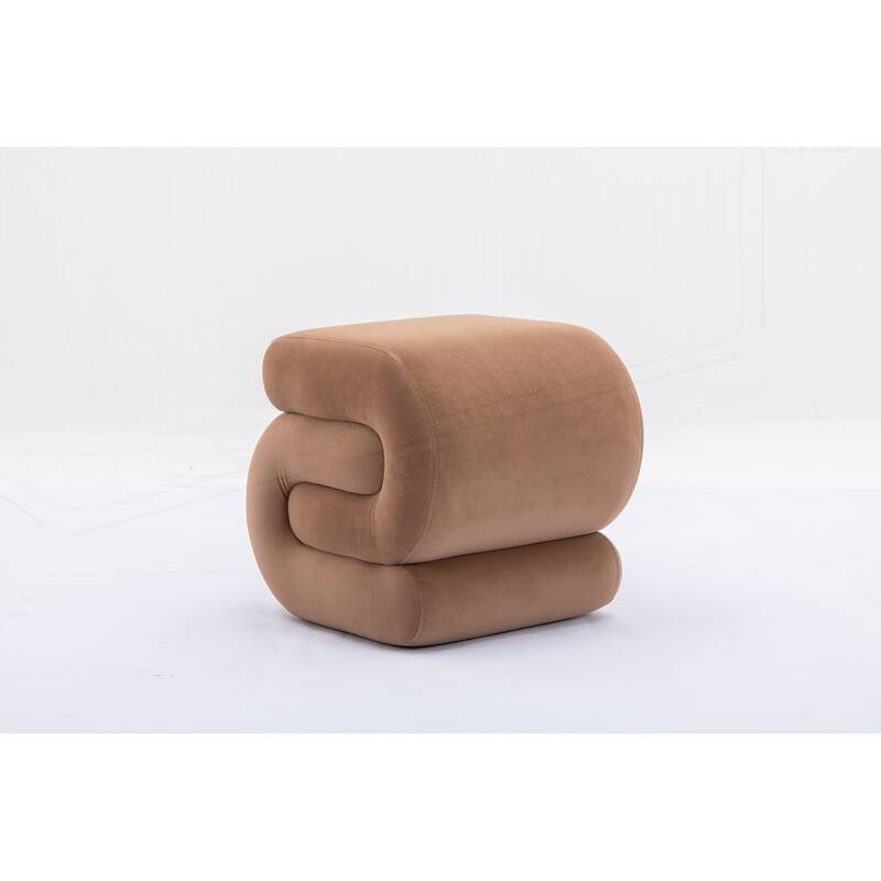 S-shape Velvet Fabric Ottoman Makeup Stool