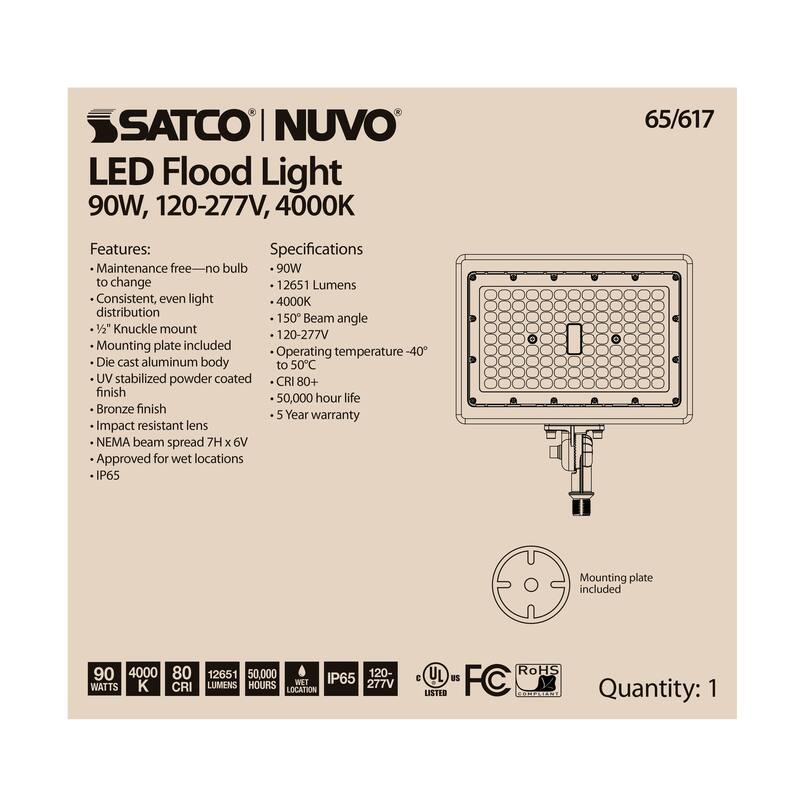 LED Flood Light 90 Watt 4000K Bronze Finish