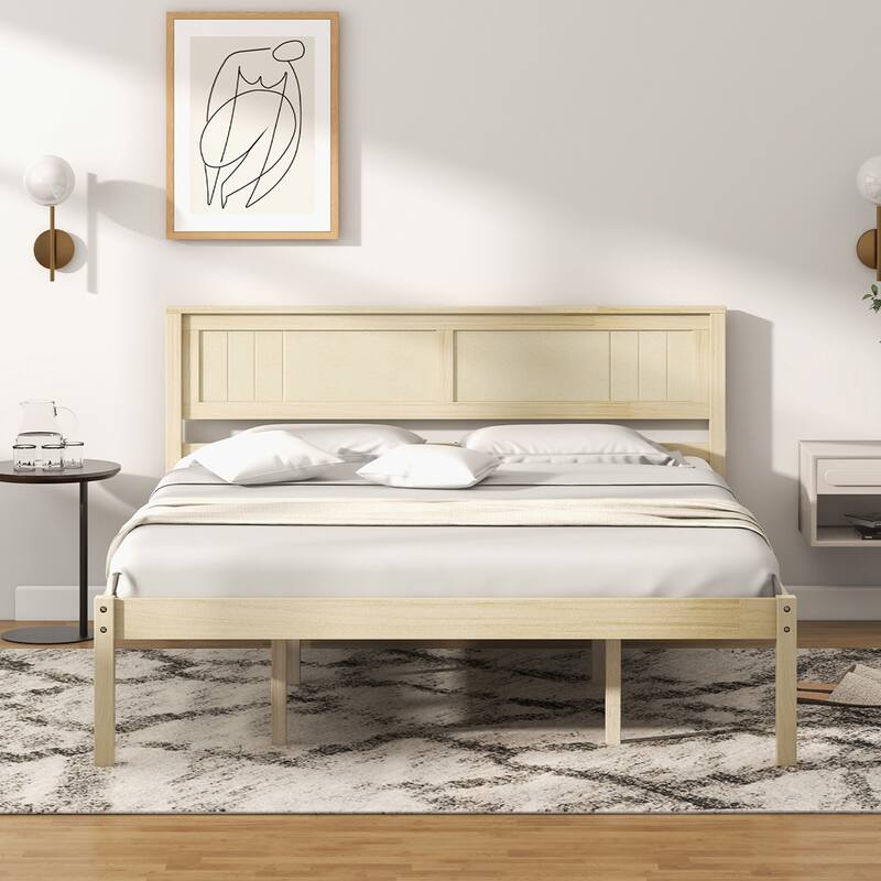 Costway Full/Queen/Twin Size Wooden Platform Bed Frame with Headboard