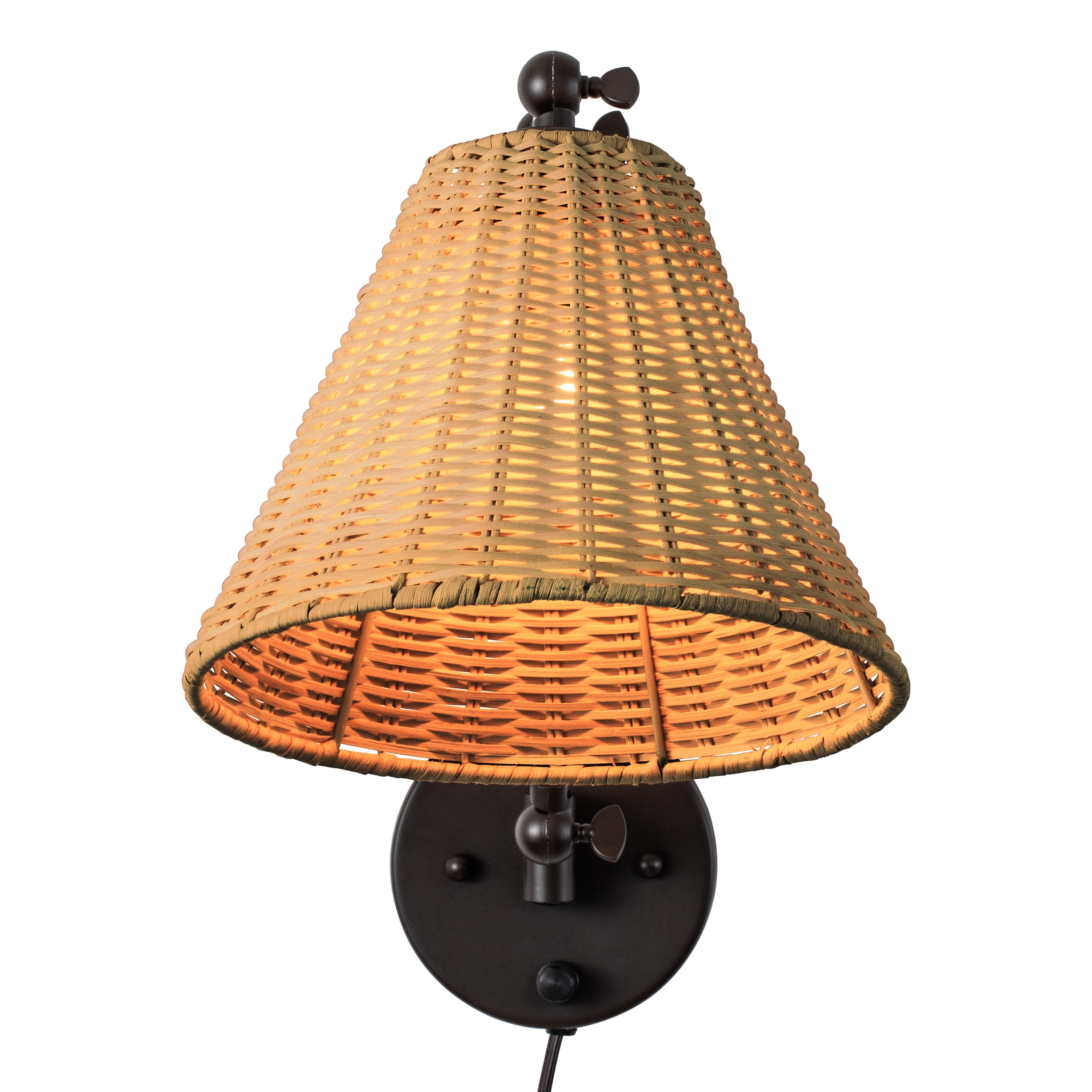 C Cattleya 1 Light Woven Rattan Plug in Swing Arm Wall Sconce