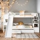preview thumbnail 2 of 10, Twin over Twin Bunk Bed with Storage Staircase, Slide, and Multifunctional Desk with Drawers and Shelves