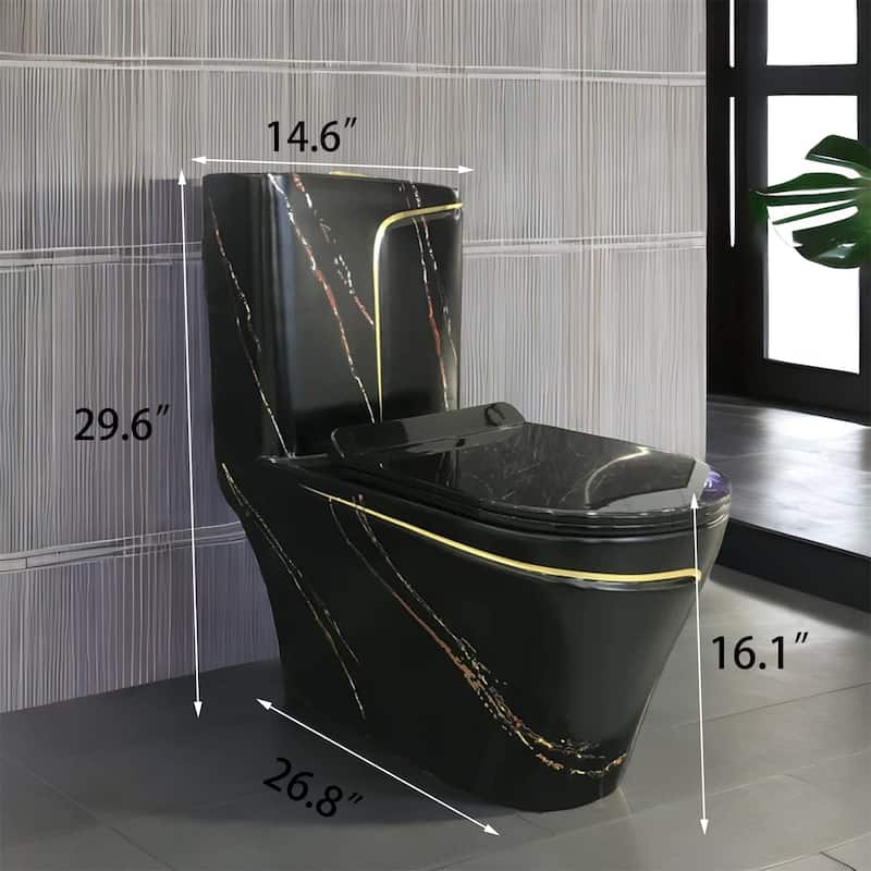 Black Mordern One Piece Toilet with Seat