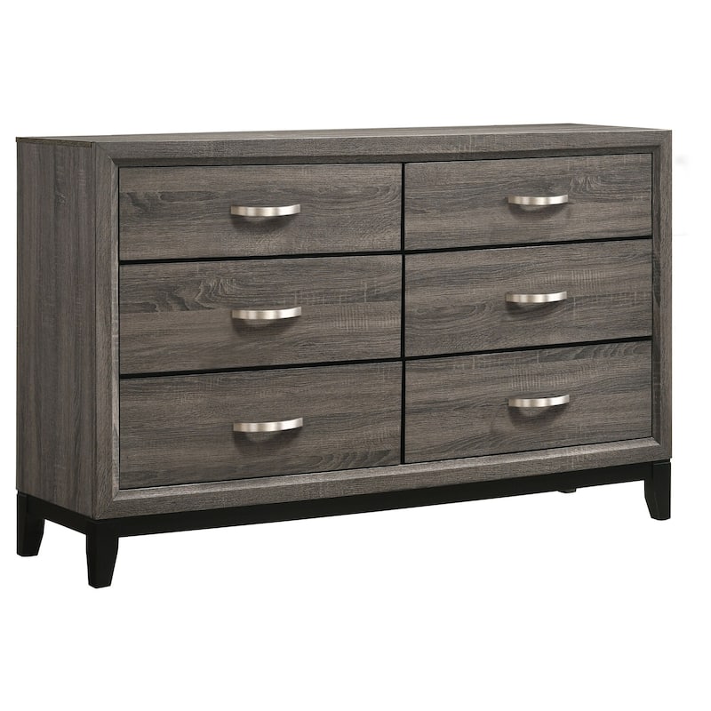 6-Drawer Grey Oak Dresser with Sleek Contemporary Design, Spacious Storage, and Smooth Glide Drawer Hardware
