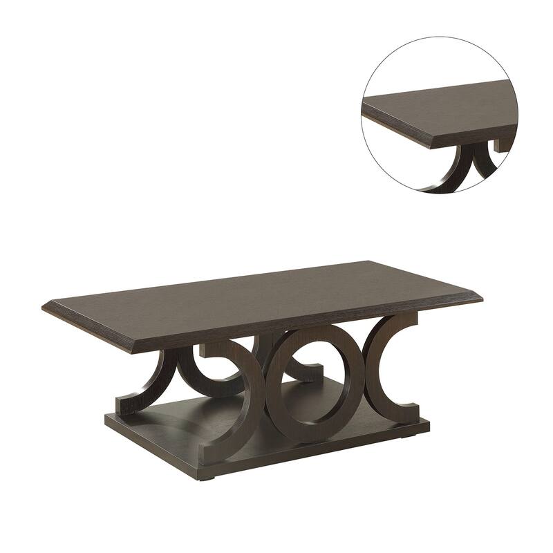 C-Shape Base Coffee Table in Cappuccino