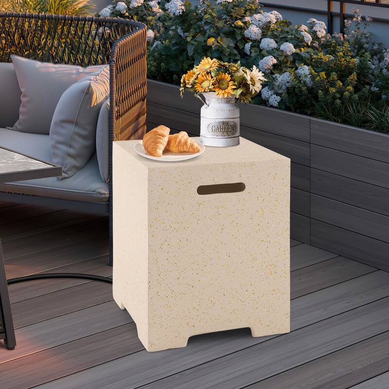 2-in-1 Gas Tank Holder Side Table with Protective Cover - 16" x 16" x 20.5"
