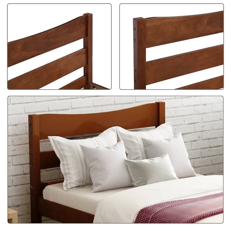Twin Size Brown Wood Platform Bed
