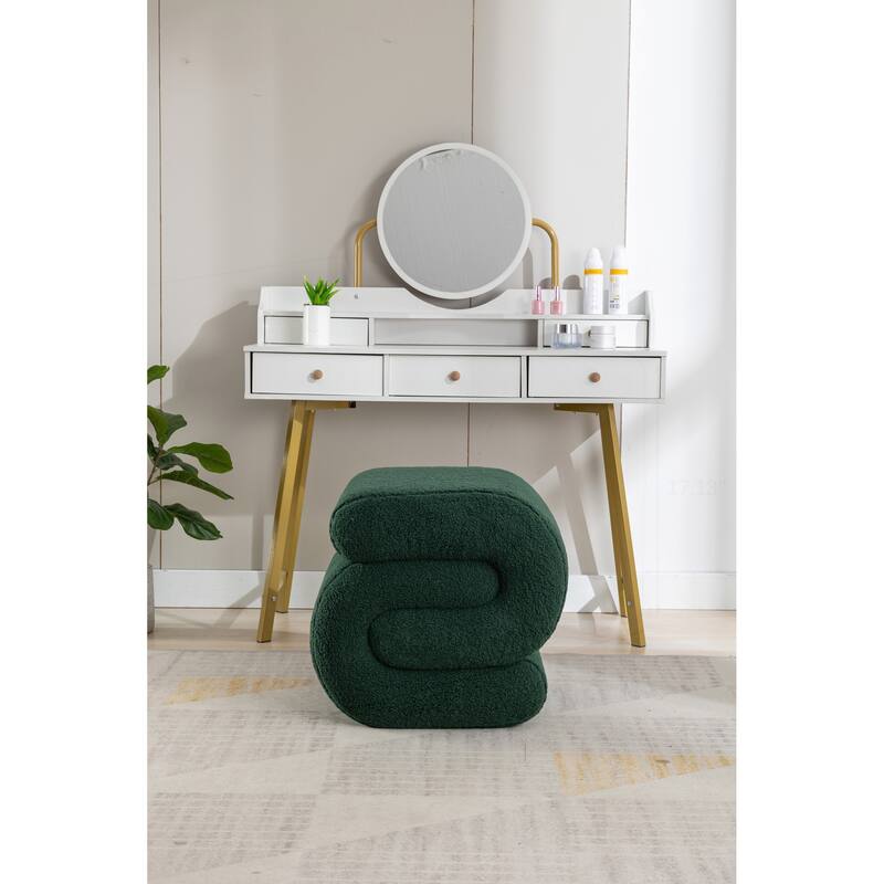S-shape Teddy Fabric Ottoman