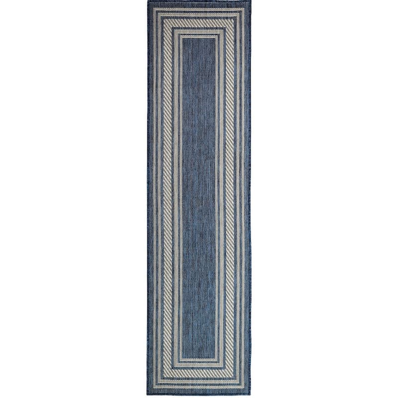 Nourison Horizon Indoor/Outdoor Geometric Area Rug - 2' x 6' - Denim