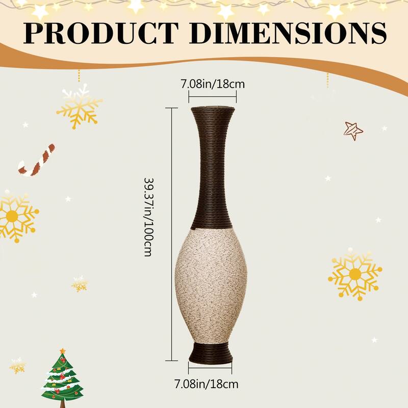 Hand-Woven PVC Rattan Floor Vase