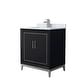 preview thumbnail 1 of 3, Marlena 30-Inch Single Vanity Set, Carrara Marble Top Black, Nickel Trim, Carrara Marble Top