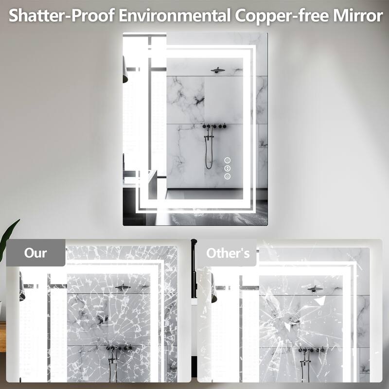 LED Bathroom Vanity Mirror 3 Colors Dimmable with Front and Backlit for Bedroom,Hotel