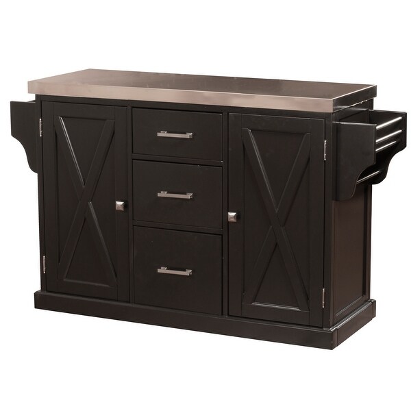 Hillsdale Furniture 4786-86S Brigham 48" Wide 3 Drawer Wood Transitional Kitchen Island with Stainless Steel Top and 2 Doors