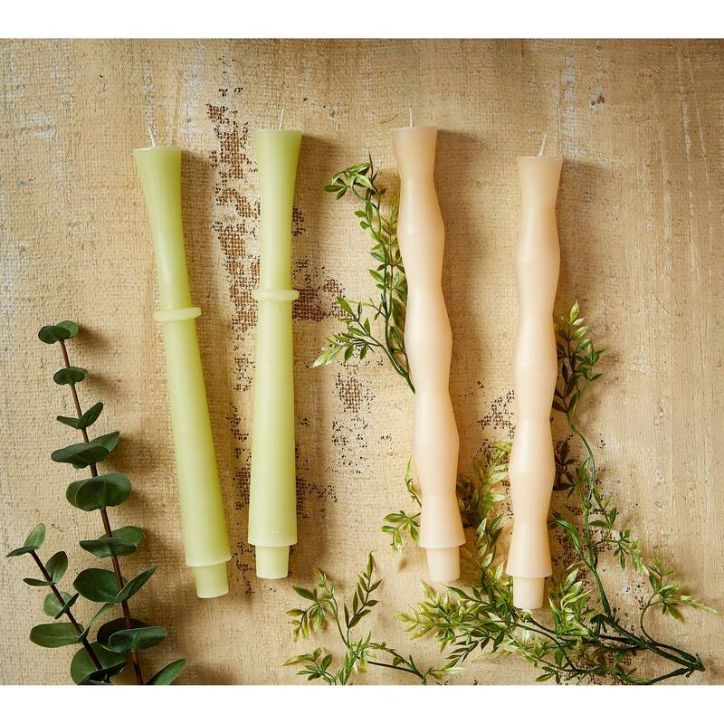 Ivory Column Sculpted Taper Candles - 11.75" x 1.25" - 11 Hour Burn Time - Paraffin Wax - Everyday Home Decor - Beige