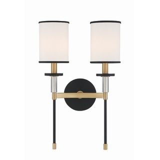 Hatfield 2 Light Black Forged & Vibrant Gold Wall Mount - 12"W x 18.5"H x 6"D