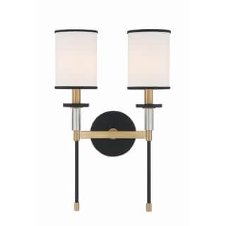 Hatfield 2 Light Black Forged & Vibrant Gold Wall Mount - 12"W x 18.5"H x 6"D