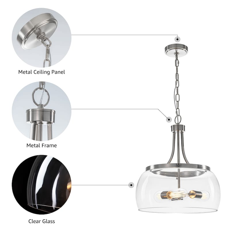 Starsky 1/3-Light Modern Clear Glass Dome Pendant Light