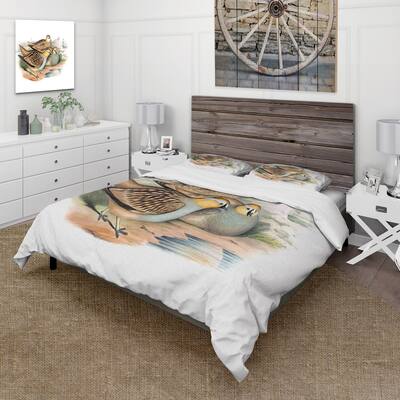 Designart 'Vintage Birds In The Wild III' Traditional Duvet Cover Set