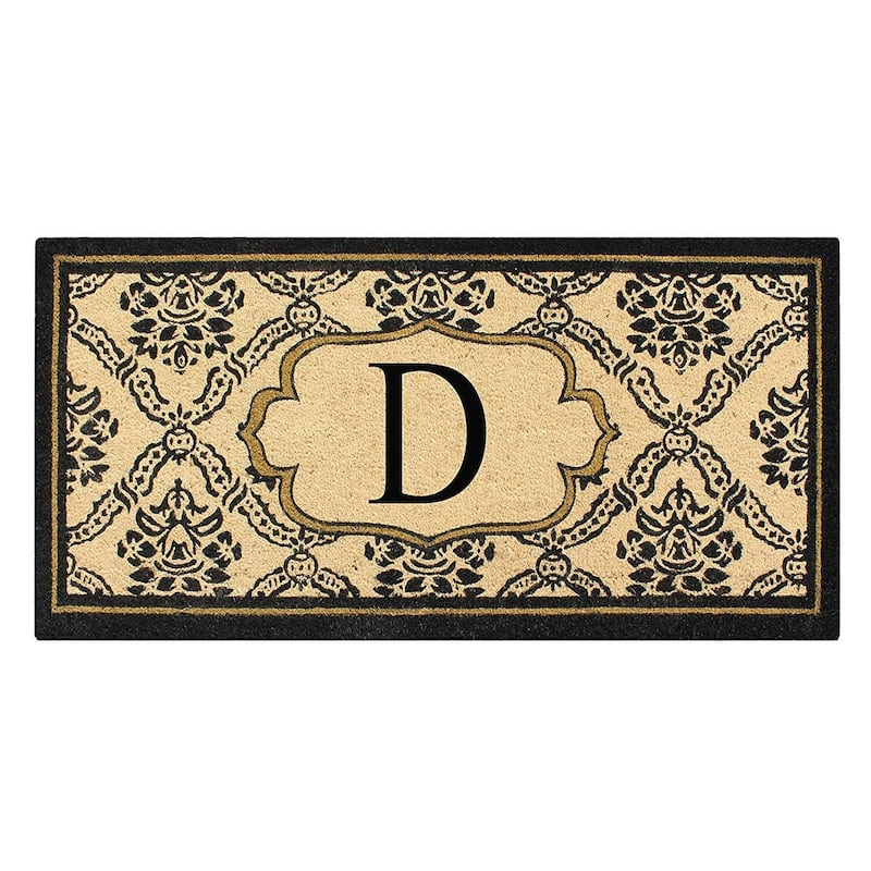 A1HC Uriel Treated Coir Monogrammed Entry Double Door Mat 30"x 60" - D