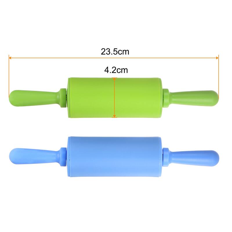 Silicone Rolling Pins for Baking 23.5cm x 4.2cm Blue & Green - Blue & Green - Blue & Green