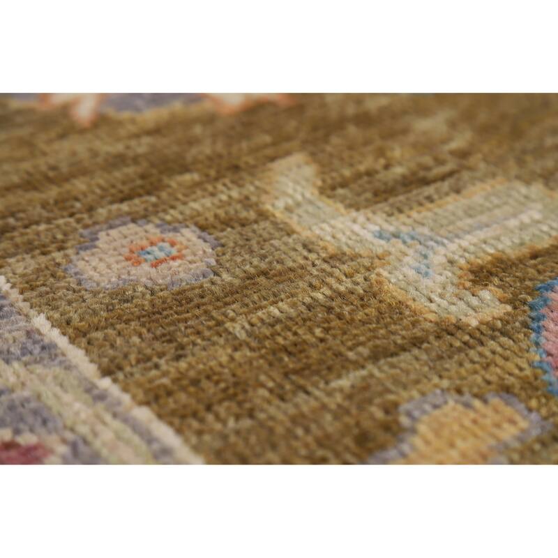 Hand Knotted Oriental 100% Wool Carpet Transitional Floral Multi-Colored Oushak Area Rug - 9' 5'' X 8' 2''