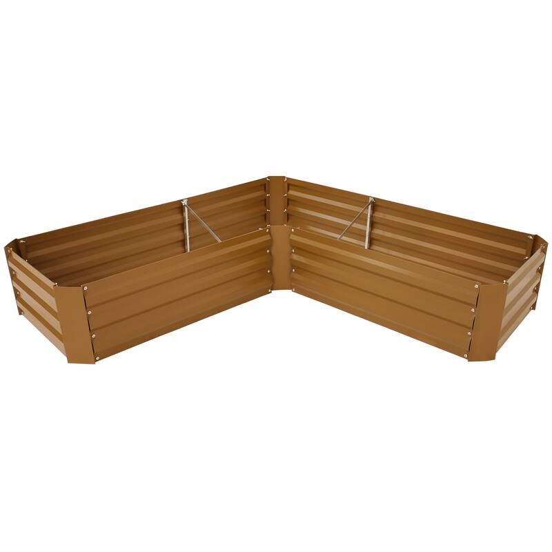 Sunnydaze L-Shaped Galvanized Steel Raised Garden Bed