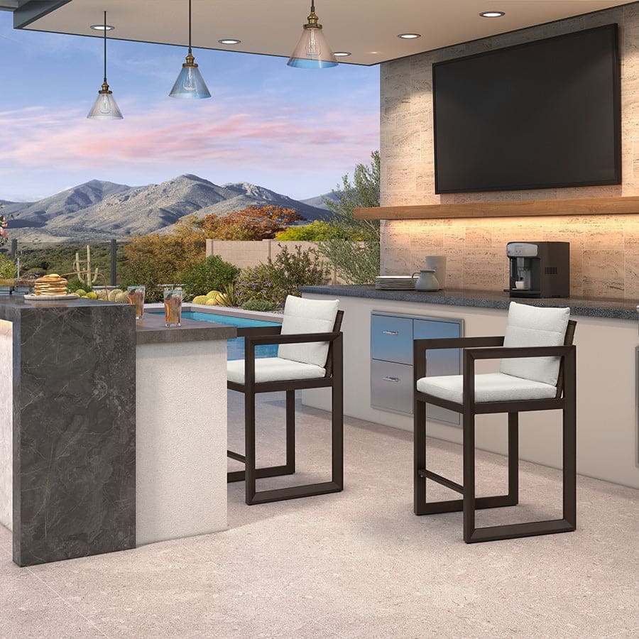 PURPLE LEAF Caesar Outdoor Bar Stools Set of 2 Modern Aluminum Barstools