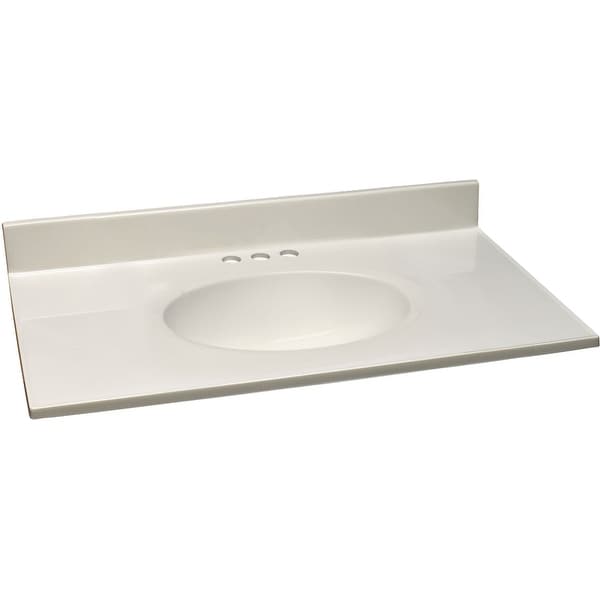 Design House 586297 37" Cultured Marble Vanity Top with Backsplash - White on White