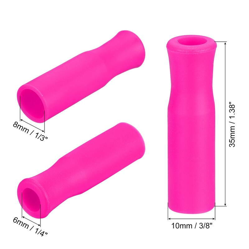 16pcs Silicone Straw Tips for 1/3 Inch OD Stainless Steel Straws - Pink