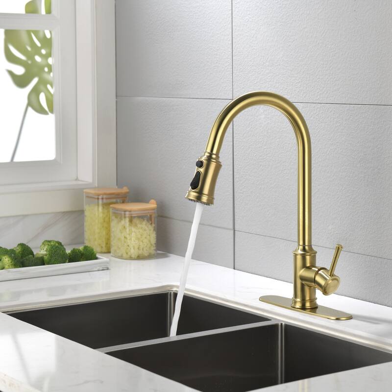 High Arc Stainless Steel Kitchen Faucet with Pull Down Sprayer