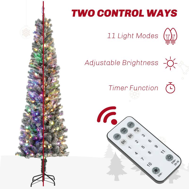 Green Plastic Steel Pencil Christmas Tree with LED Lights and Remote