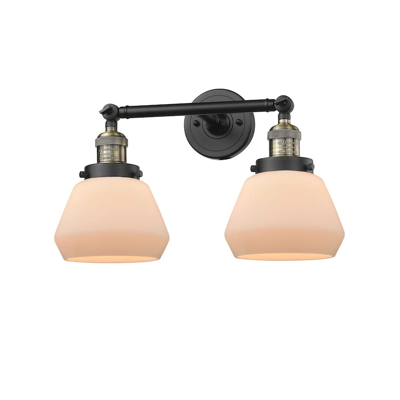 Innovations Lighting Fulton 2 Light 17" Wide Bathroom Vanity Light - Black Antique Brass / Matte White