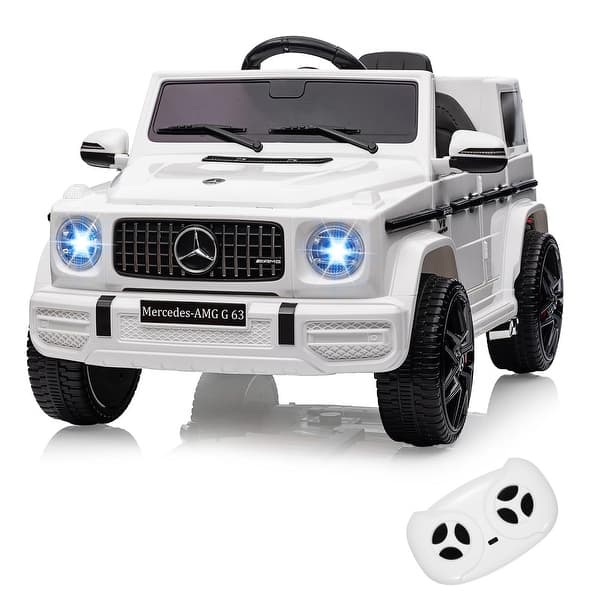 slide 2 of 18, Licensed Mercedes Benz G63 Kids Car w/Wheels Suspension White