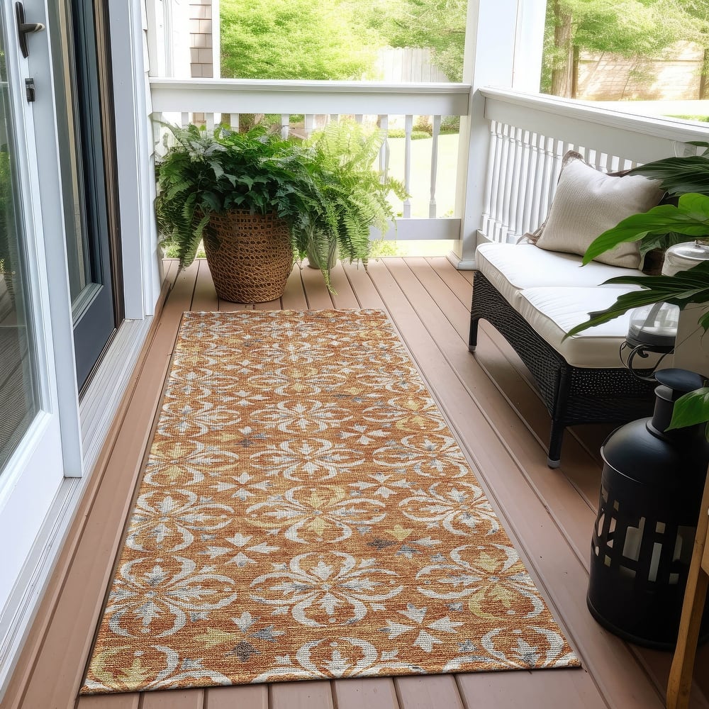 Machine Washable Indoor/ Outdoor Chantille Traditional Medallion Rug