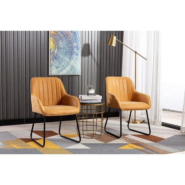 Home Beyond Synthetic Leather Dining Chairs Set of 2 Yellow Tan