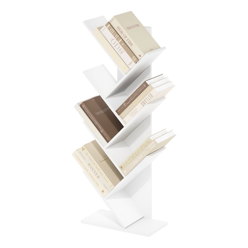 39.37 in. Tall White Wood 7-Shelf Bookcase