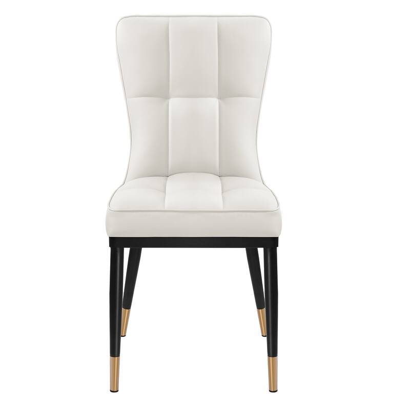 Faux Leather Upholstered Dining Chairs Set of 4 with Checked Pattern