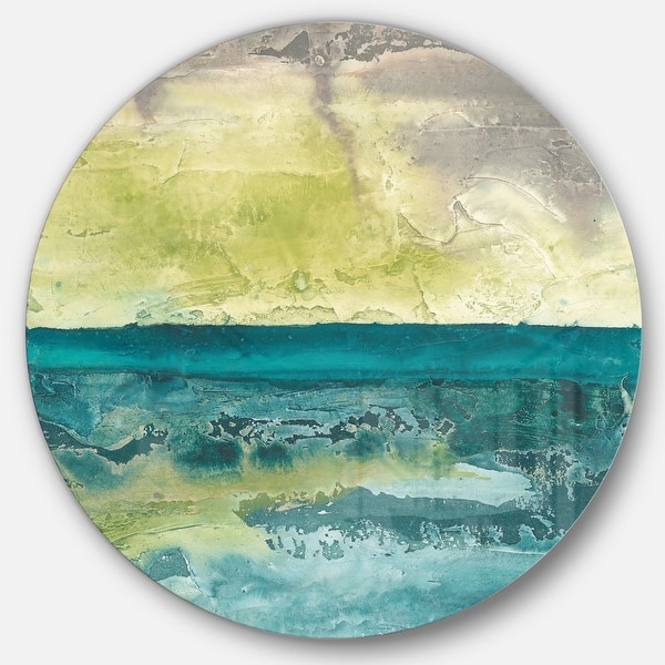 slide 1 of 7, Designart 'Beyond the Horizon I' Farmhouse Metal Circle Wall Art 11 x 11 - disc of 11 inch