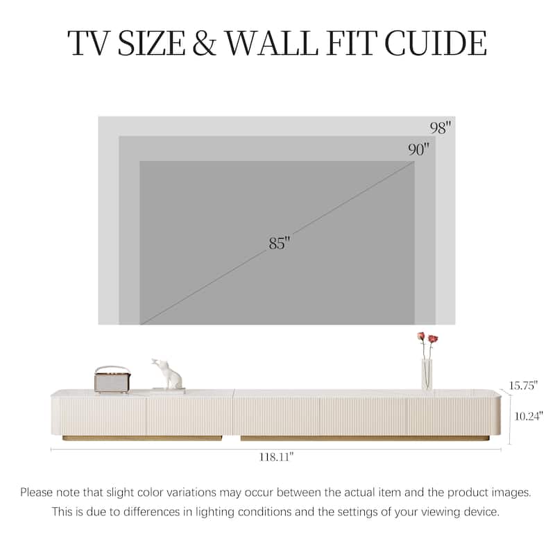 94.5-142" Modern TV Stands, White Glossy Sintered Stoe Table top Media Console with 4-6 Drawers for Option