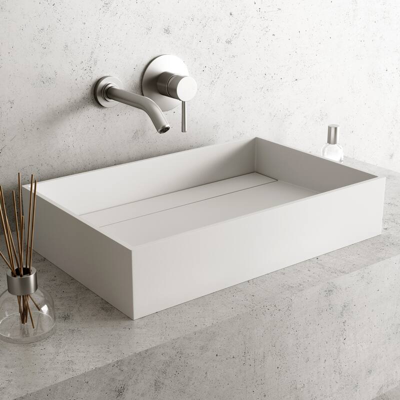 Vigo Montauk 15-1/8" Rectangular Matte Stone Vessel Bathroom Sink