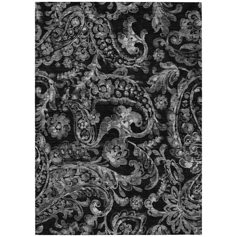Machine Washable Indoor/ Outdoor Chantille Traditional Scroll Rug