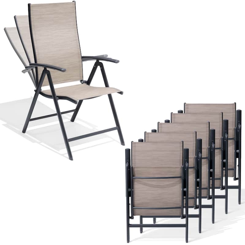 2/4/6-piece Folding Patio Chair Set Outdoor Adjustable Dining Chairs