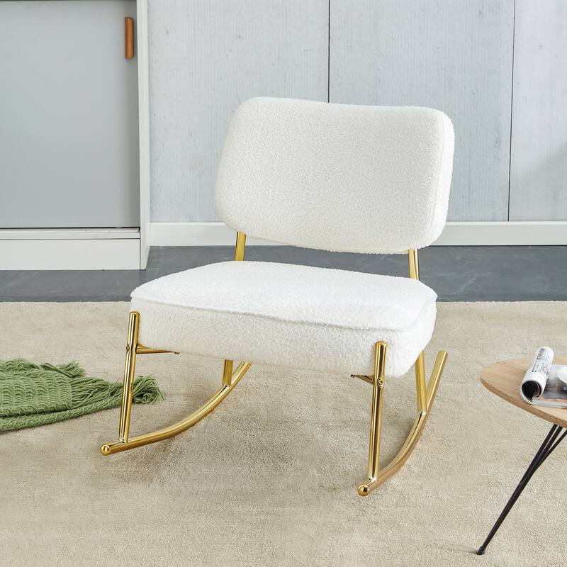 PU/Teddy suede material cushioned rocking chair with metal legs
