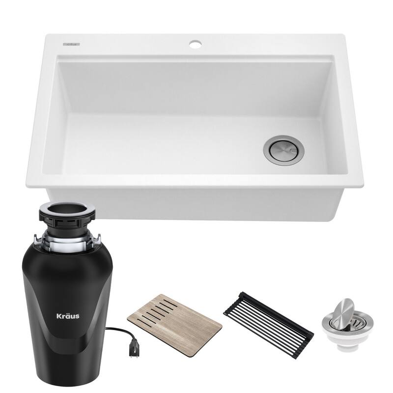 Kraus KGTW1-33-100-75MB Bellucci 33" Drop In Single Basin Granite - White
